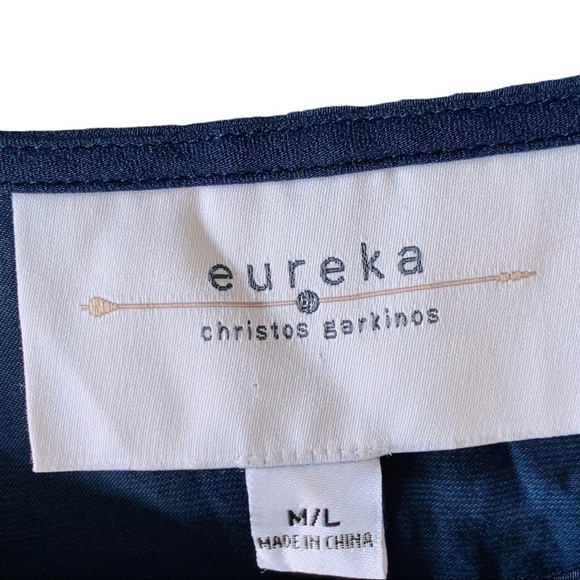 EUREKA by Christos Garkinos Navy Poncho Style Top Size M/L - Picture 3 of 9